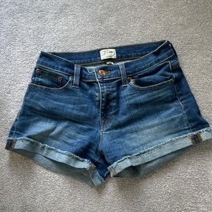 J Crew Stretch Med. Wash Denim Cut-Off Shorts Mid-Rise Size 25 EUC